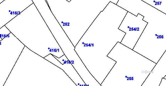 Parcela st. 254/1 v KÚ Roudné, Katastrální mapa