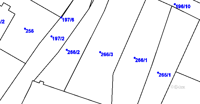 Parcela st. 266/3 v KÚ Roudné, Katastrální mapa