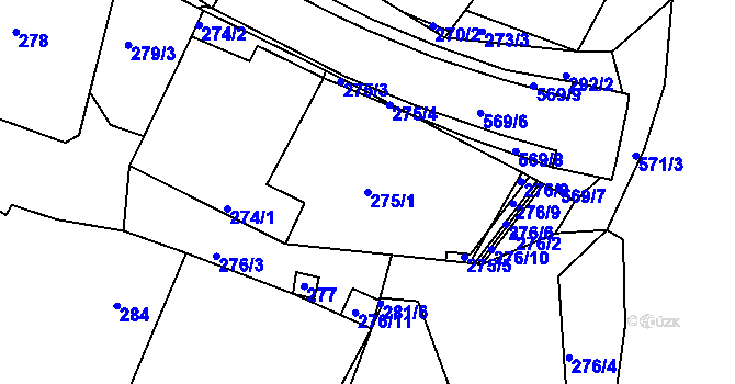 Parcela st. 275/1 v KÚ Roudné, Katastrální mapa