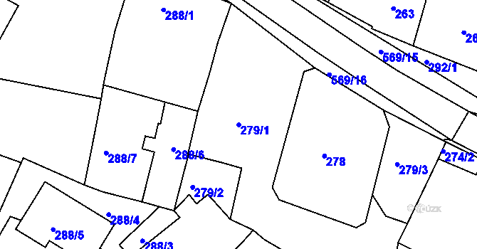 Parcela st. 279/1 v KÚ Roudné, Katastrální mapa