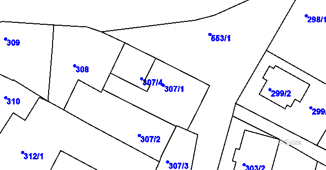 Parcela st. 307/1 v KÚ Roudné, Katastrální mapa