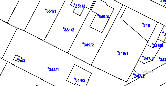 Parcela st. 349/2 v KÚ Roudné, Katastrální mapa