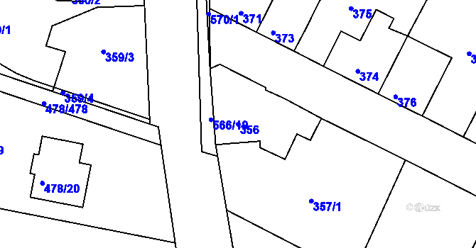 Parcela st. 356 v KÚ Roudné, Katastrální mapa