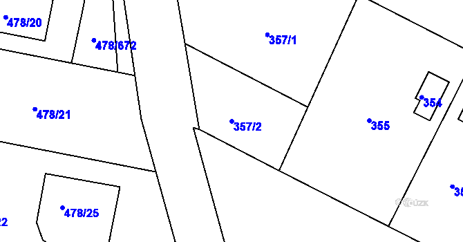Parcela st. 357/2 v KÚ Roudné, Katastrální mapa