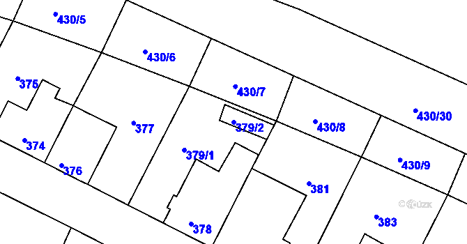 Parcela st. 379/2 v KÚ Roudné, Katastrální mapa