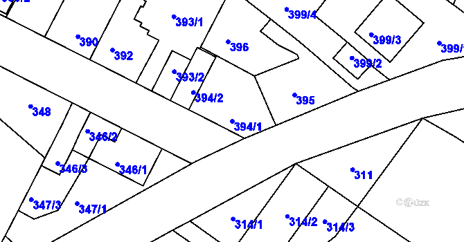 Parcela st. 394/1 v KÚ Roudné, Katastrální mapa