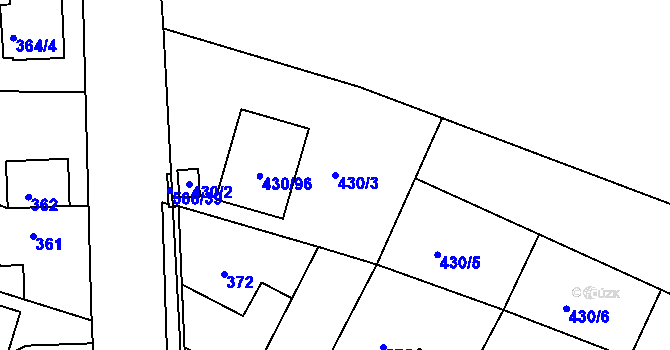 Parcela st. 430/3 v KÚ Roudné, Katastrální mapa