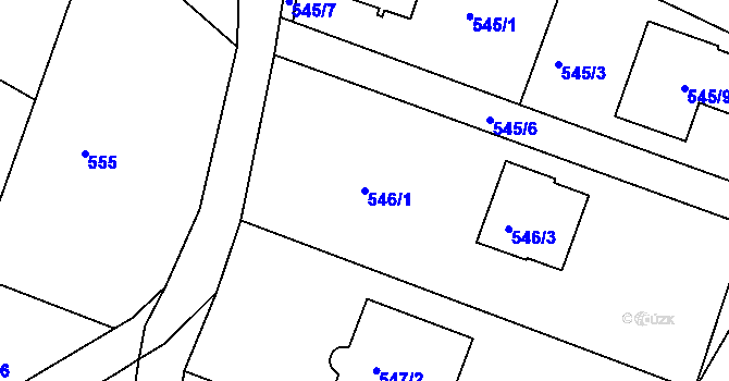 Parcela st. 546/1 v KÚ Roudné, Katastrální mapa