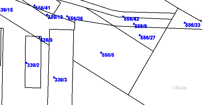 Parcela st. 556/5 v KÚ Roudné, Katastrální mapa