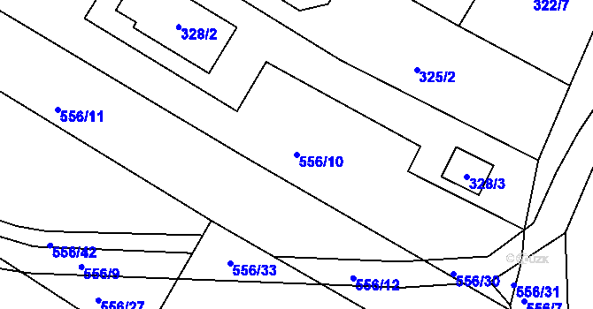 Parcela st. 556/10 v KÚ Roudné, Katastrální mapa