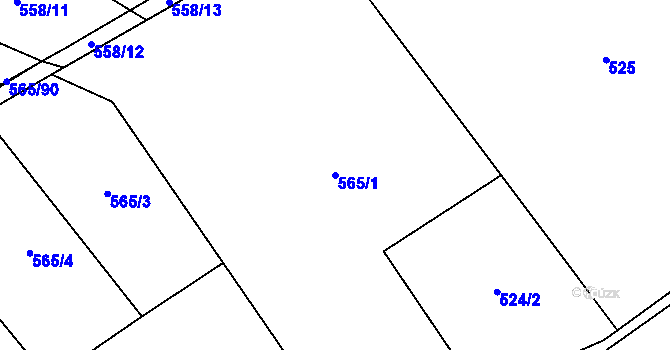 Parcela st. 565/1 v KÚ Roudné, Katastrální mapa