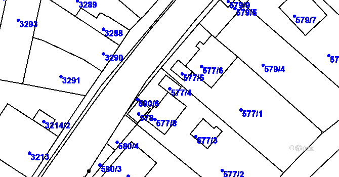 Parcela st. 577/4 v KÚ Roudné, Katastrální mapa