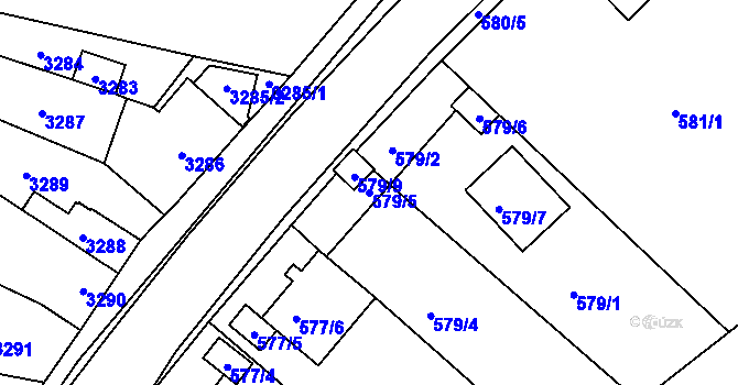 Parcela st. 579/5 v KÚ Roudné, Katastrální mapa