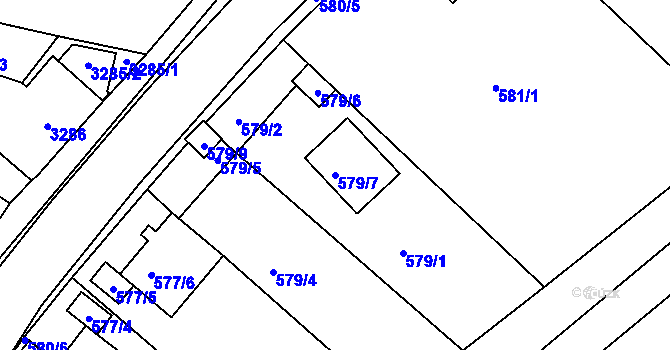 Parcela st. 579/7 v KÚ Roudné, Katastrální mapa