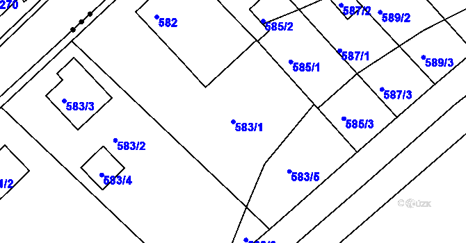 Parcela st. 583/1 v KÚ Roudné, Katastrální mapa