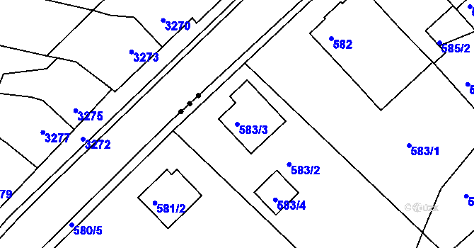 Parcela st. 583/3 v KÚ Roudné, Katastrální mapa