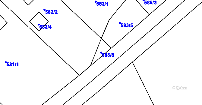 Parcela st. 583/6 v KÚ Roudné, Katastrální mapa