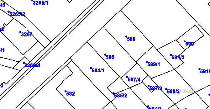 Parcela st. 586 v KÚ Roudné, Katastrální mapa