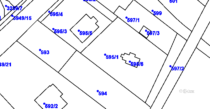 Parcela st. 595/1 v KÚ Roudné, Katastrální mapa