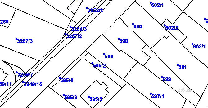 Parcela st. 596 v KÚ Roudné, Katastrální mapa