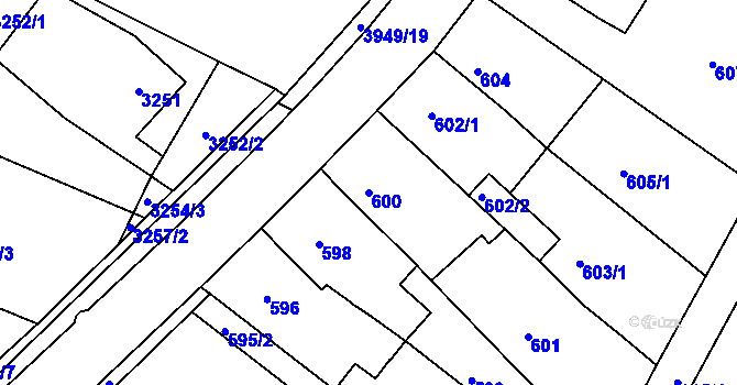 Parcela st. 600 v KÚ Roudné, Katastrální mapa
