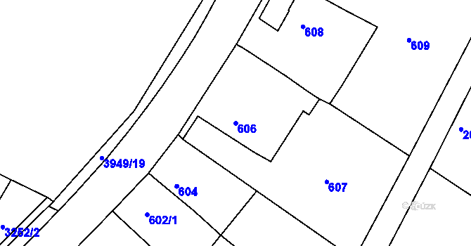Parcela st. 606 v KÚ Roudné, Katastrální mapa