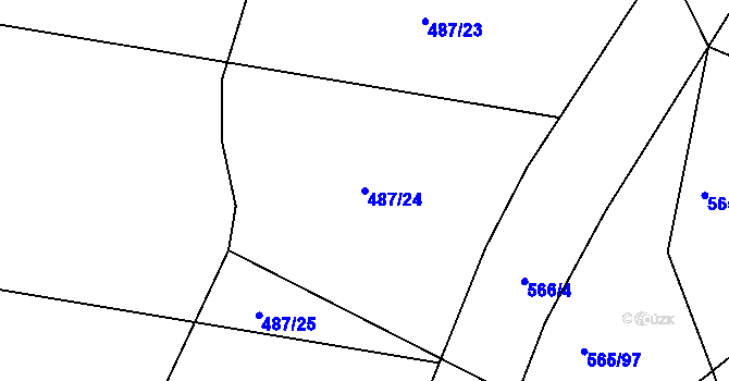 Parcela st. 487/24 v KÚ Roudné, Katastrální mapa
