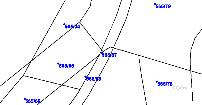Parcela st. 565/67 v KÚ Roudné, Katastrální mapa
