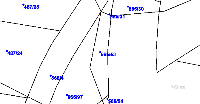 Parcela st. 565/53 v KÚ Roudné, Katastrální mapa