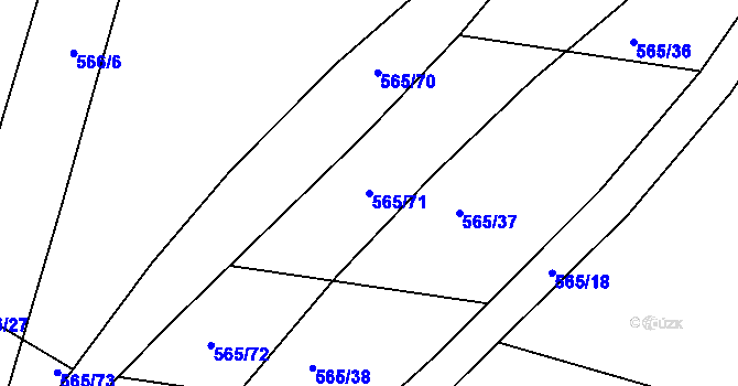 Parcela st. 565/71 v KÚ Roudné, Katastrální mapa