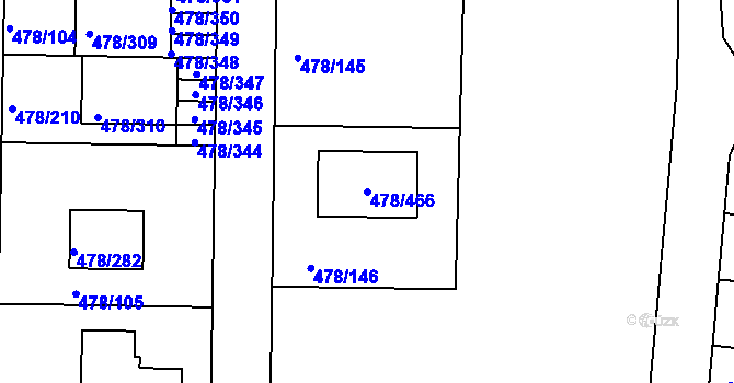 Parcela st. 478/466 v KÚ Roudné, Katastrální mapa