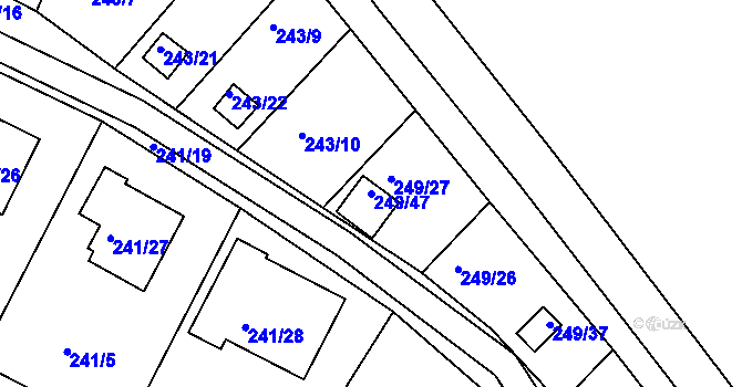 Parcela st. 249/47 v KÚ Roudné, Katastrální mapa
