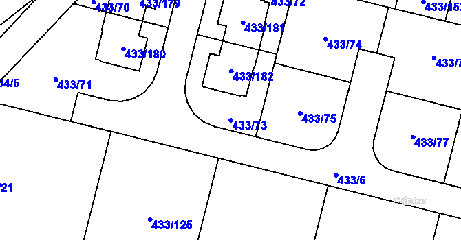 Parcela st. 433/73 v KÚ Roudné, Katastrální mapa