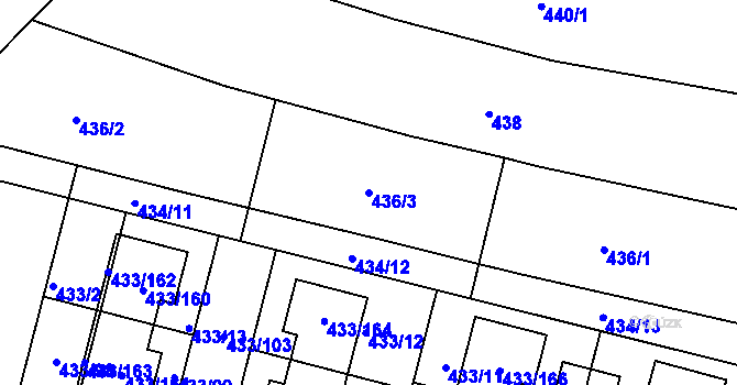 Parcela st. 436/3 v KÚ Roudné, Katastrální mapa