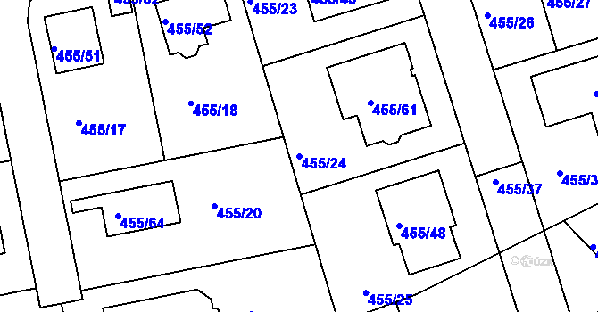 Parcela st. 455/24 v KÚ Roudné, Katastrální mapa