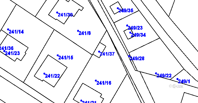 Parcela st. 241/37 v KÚ Roudné, Katastrální mapa