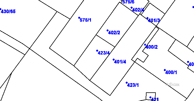 Parcela st. 423/4 v KÚ Roudné, Katastrální mapa
