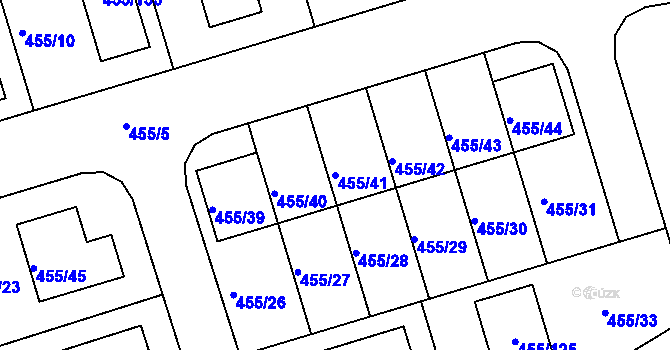 Parcela st. 455/41 v KÚ Roudné, Katastrální mapa