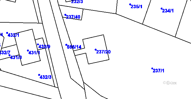 Parcela st. 237/20 v KÚ Roudné, Katastrální mapa