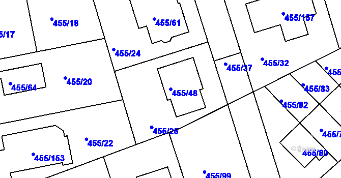 Parcela st. 455/48 v KÚ Roudné, Katastrální mapa