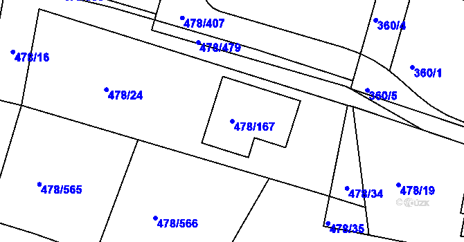 Parcela st. 478/167 v KÚ Roudné, Katastrální mapa