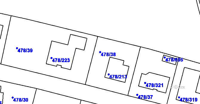 Parcela st. 478/38 v KÚ Roudné, Katastrální mapa
