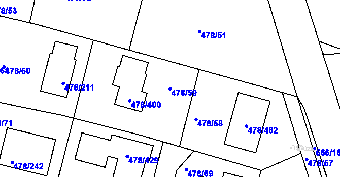 Parcela st. 478/59 v KÚ Roudné, Katastrální mapa
