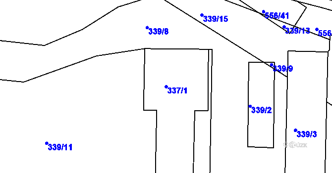 Parcela st. 337/1 v KÚ Roudné, Katastrální mapa