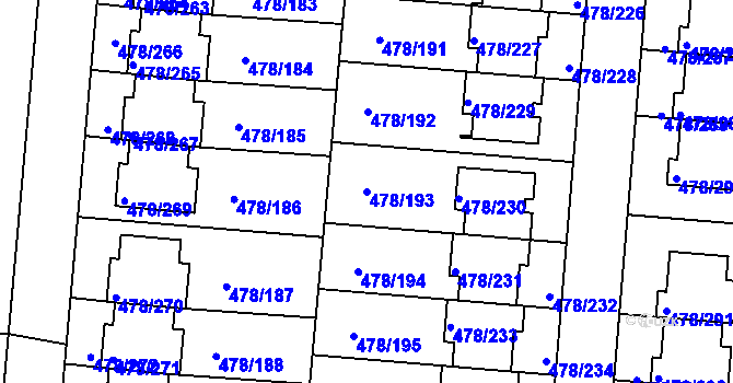 Parcela st. 478/193 v KÚ Roudné, Katastrální mapa
