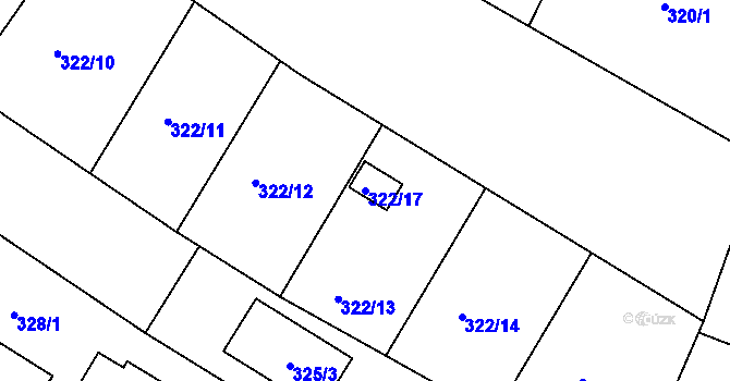 Parcela st. 322/17 v KÚ Roudné, Katastrální mapa