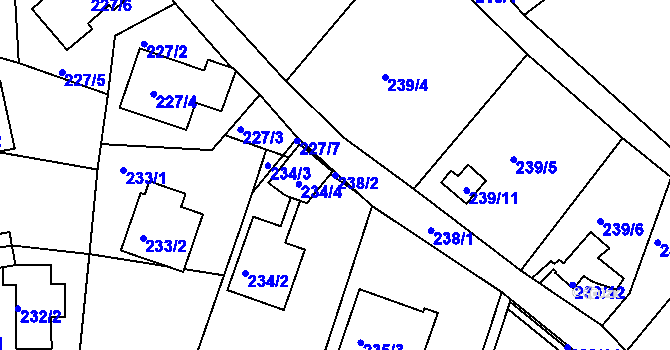 Parcela st. 238/2 v KÚ Roudné, Katastrální mapa