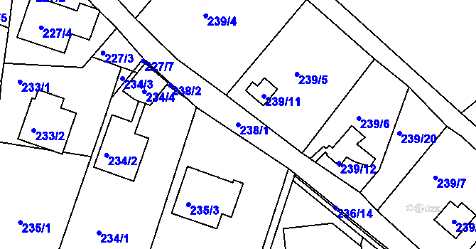 Parcela st. 238/1 v KÚ Roudné, Katastrální mapa