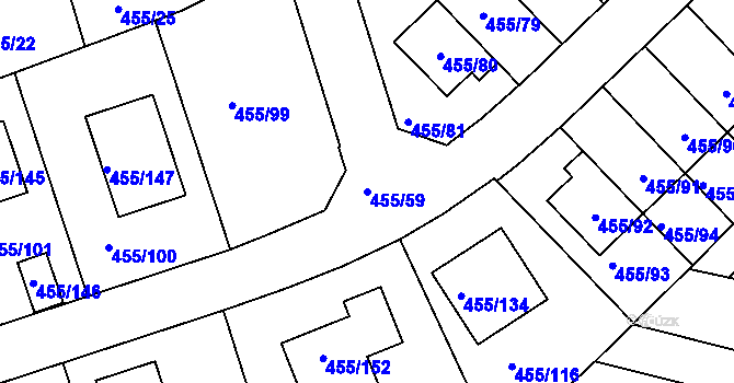 Parcela st. 455/59 v KÚ Roudné, Katastrální mapa
