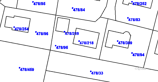 Parcela st. 478/218 v KÚ Roudné, Katastrální mapa